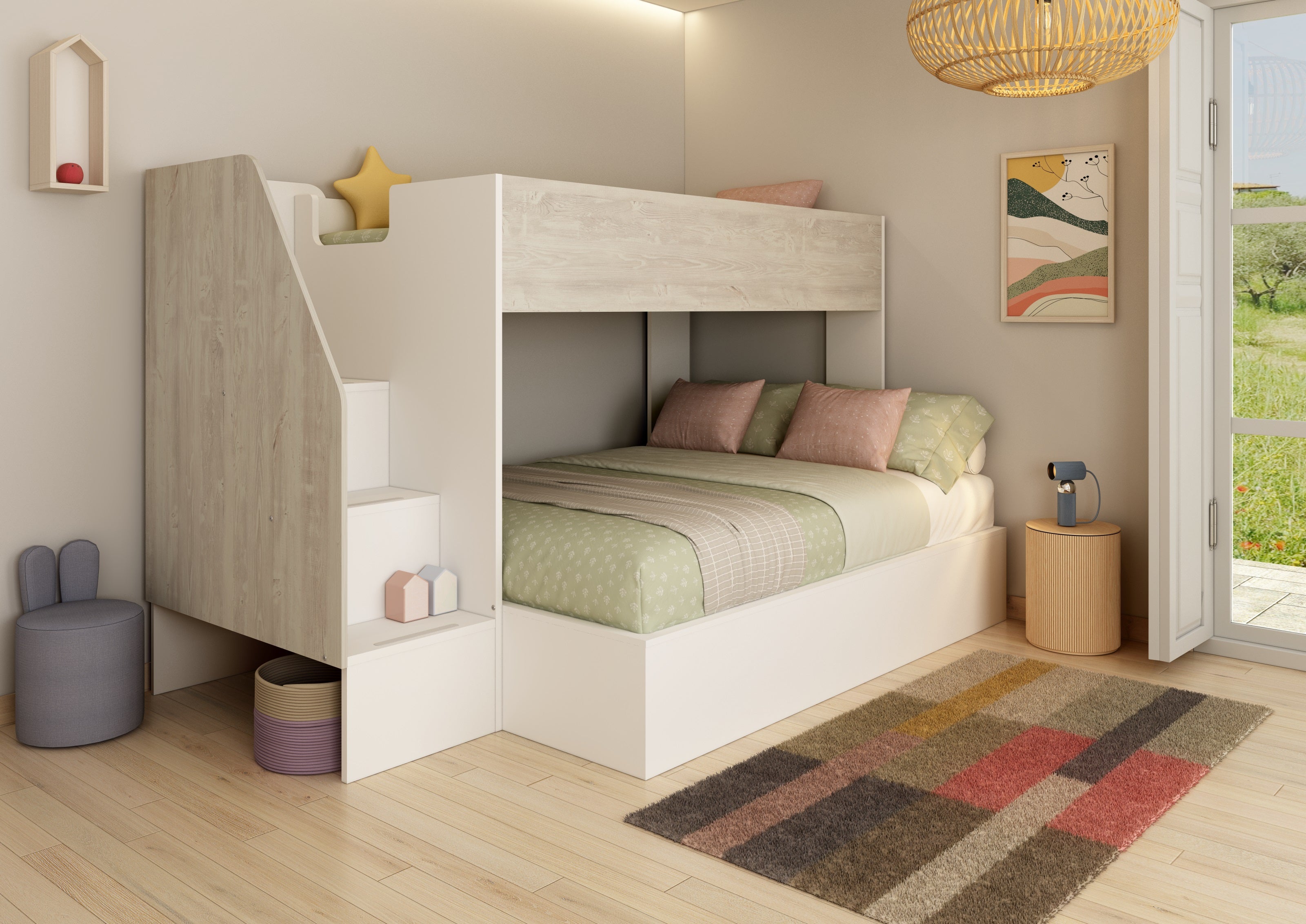 Easy Triple Bunkbed 140Cm Cascina/White