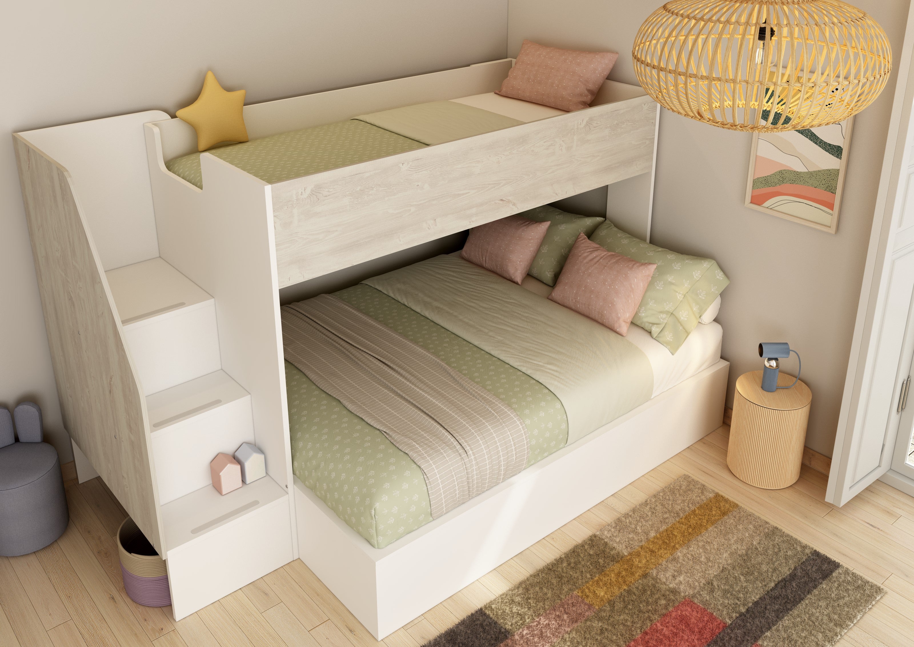 Easy Triple Bunkbed 140Cm Cascina/White
