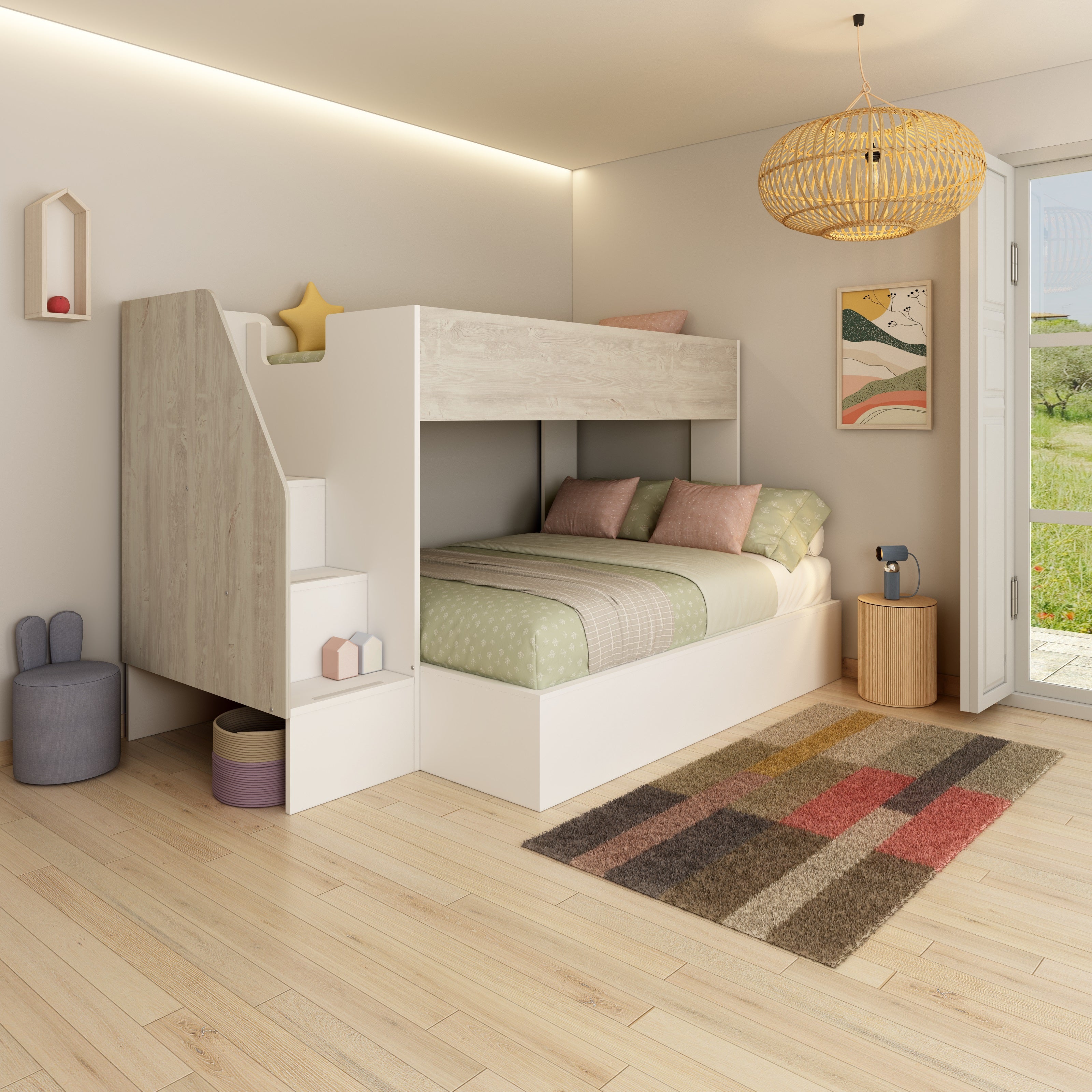 Easy Triple Bunkbed 140Cm Cascina/White