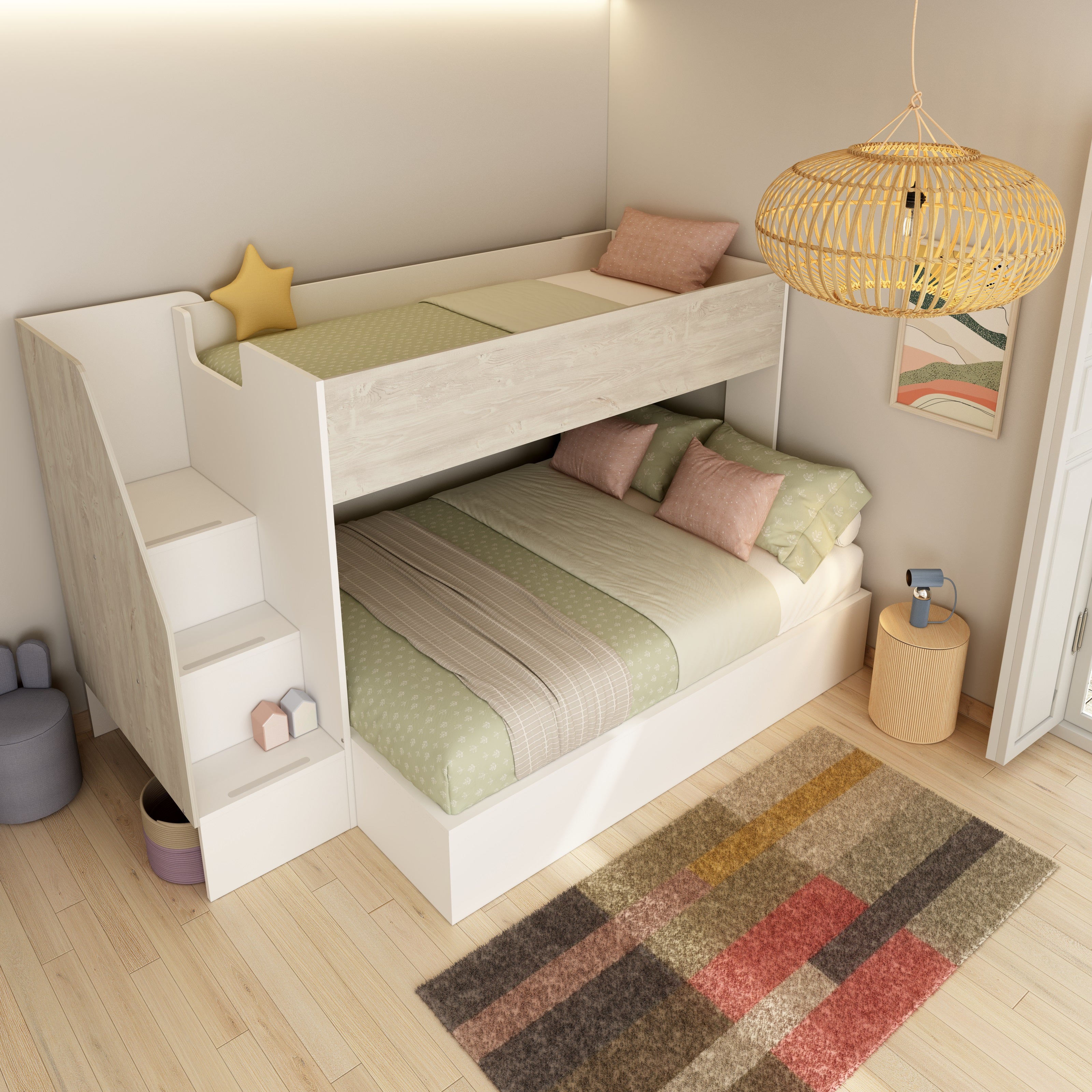 Easy Triple Bunkbed 140Cm Cascina/White