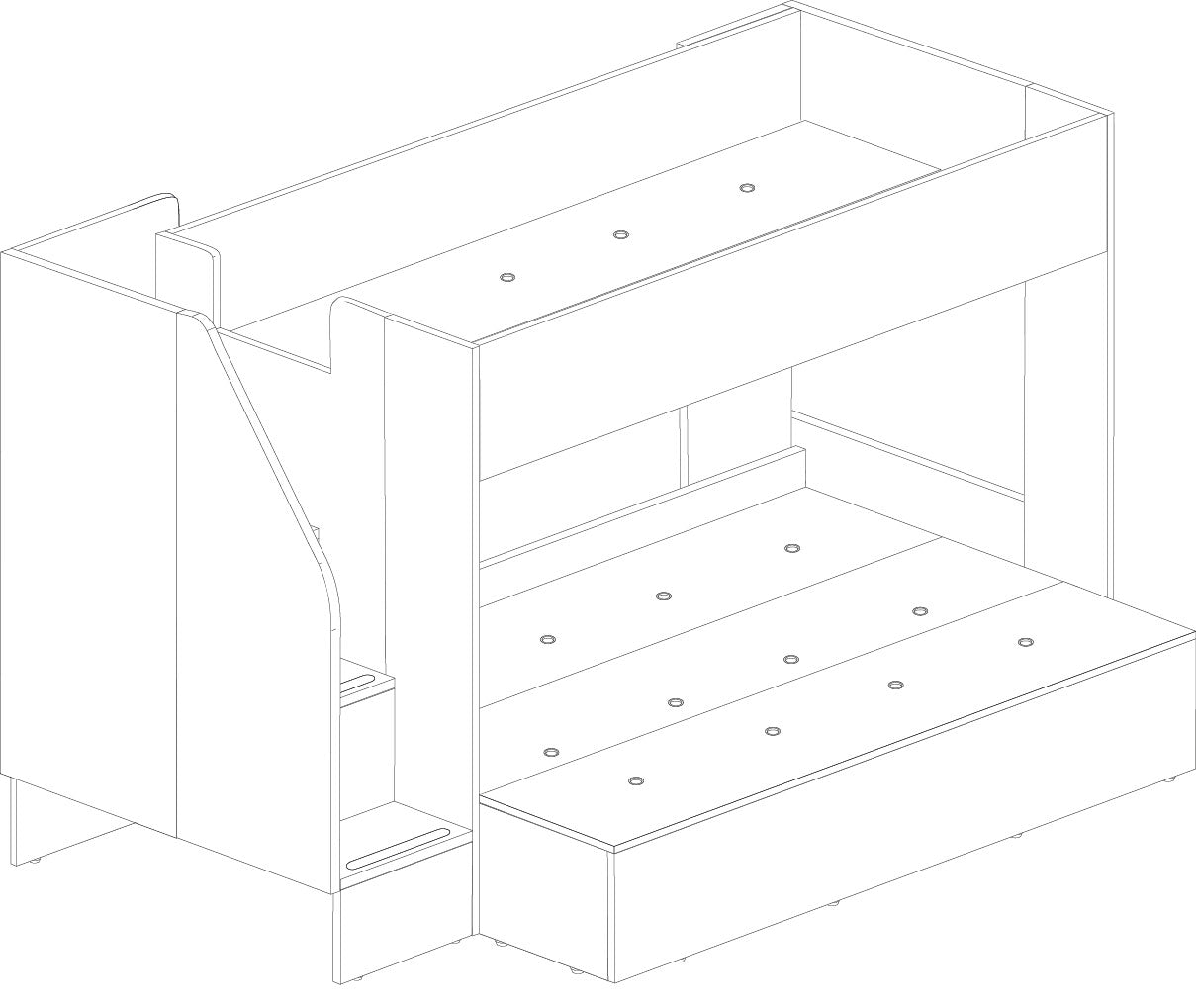 Easy Triple Bunkbed 140Cm Cascina/White