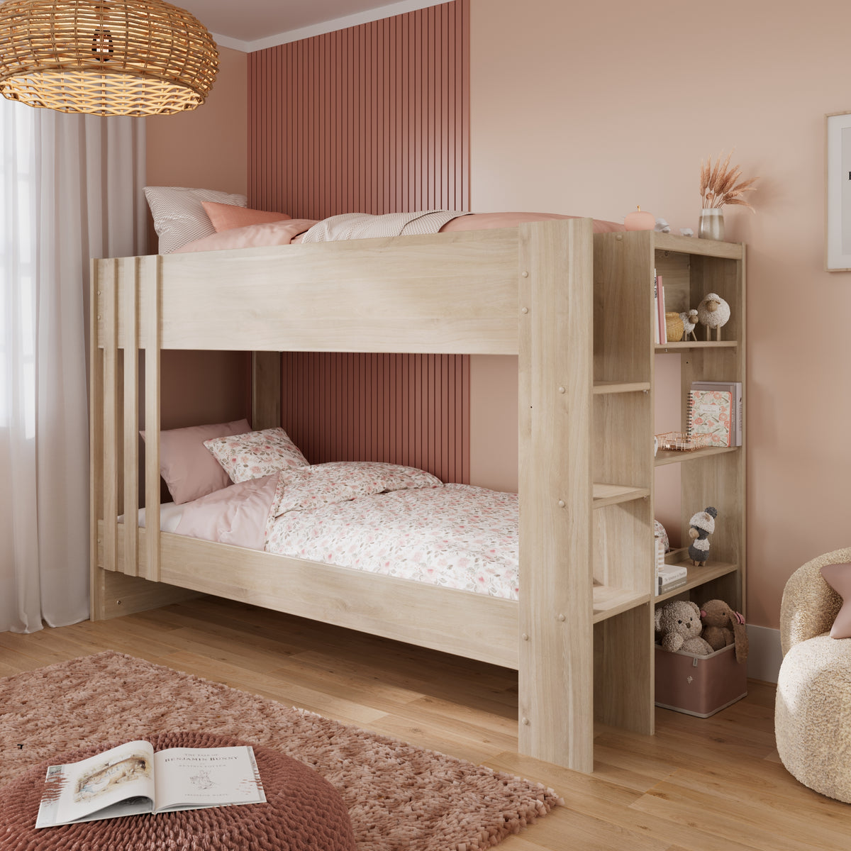 Escale Storage Bunk Bed with Shelving – Optional Trundle Drawer