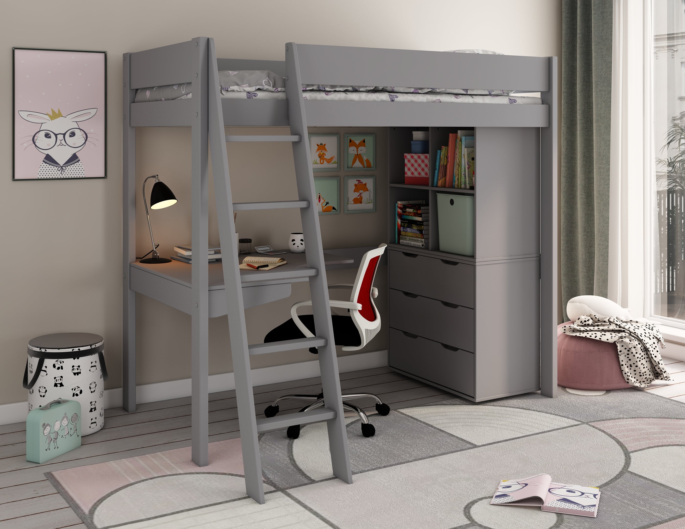 Estella Grey - High with Chest/Cube/Corner Desk