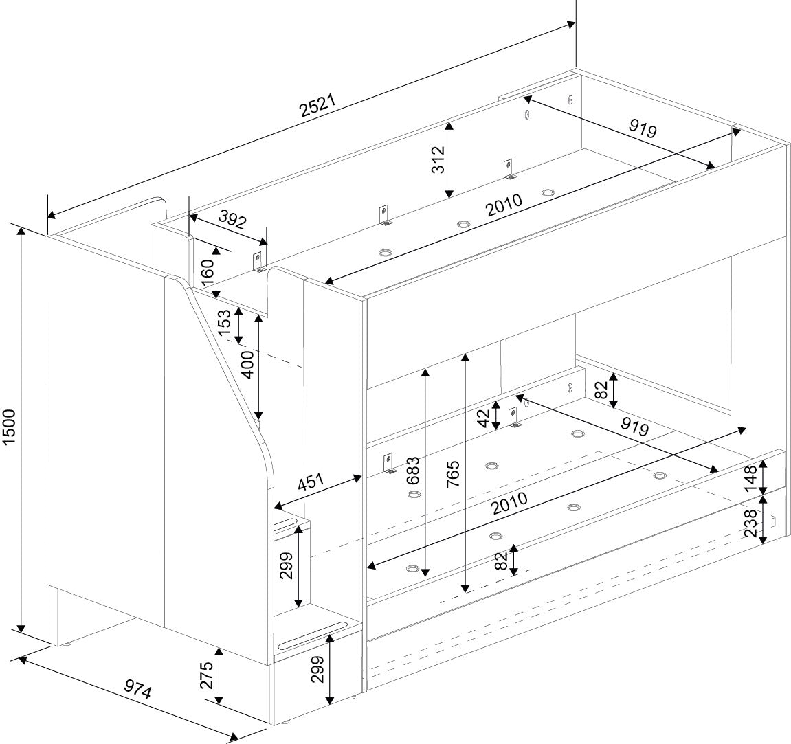 Easy Bunkbed 140Cm Cascina/White