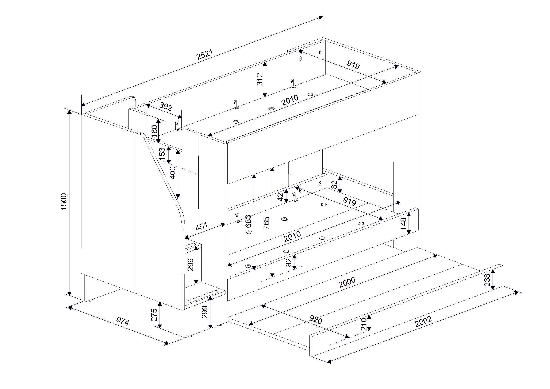 Easy Bunkbed 140Cm Cascina/White