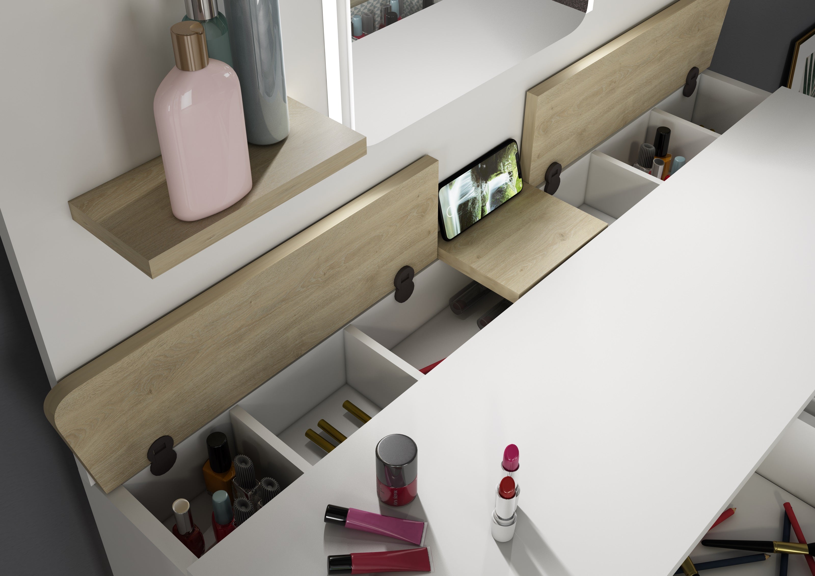 Secret Vanity Table Oak/White