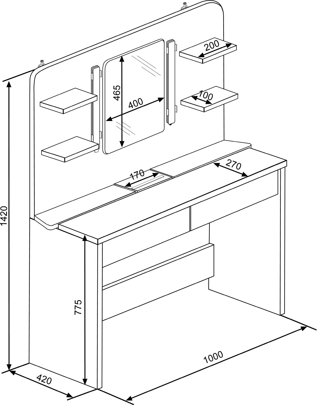 Secret Vanity Table Oak/White