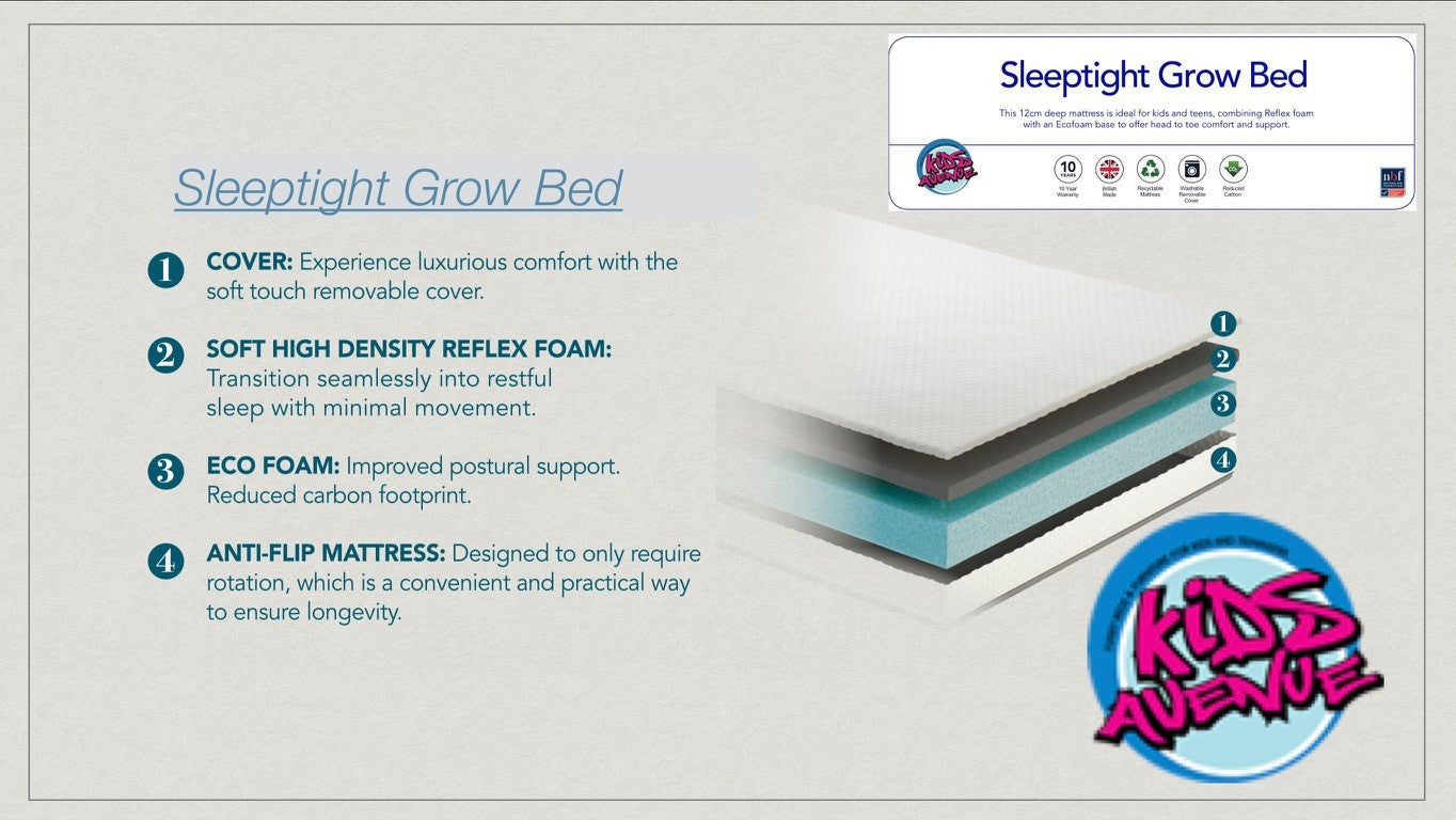 Sleeptight Grow bed Mattress - WHITE LABEL