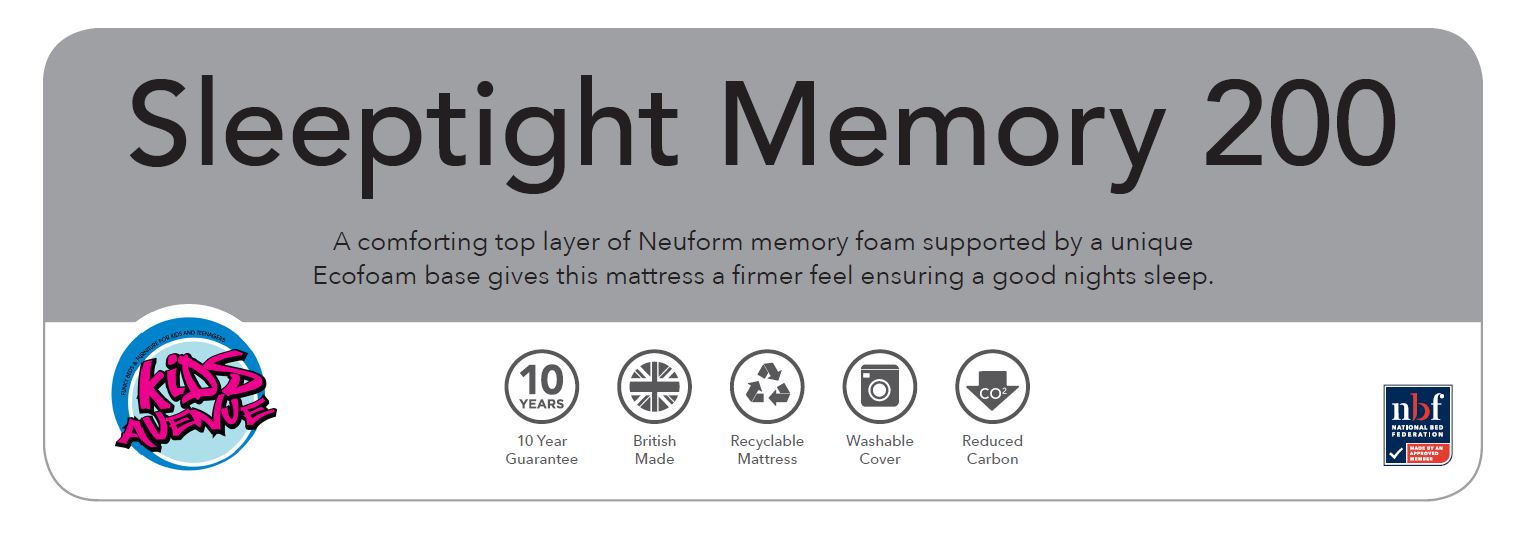 Sleeptight Memory (90*200cm) - GREY LABEL