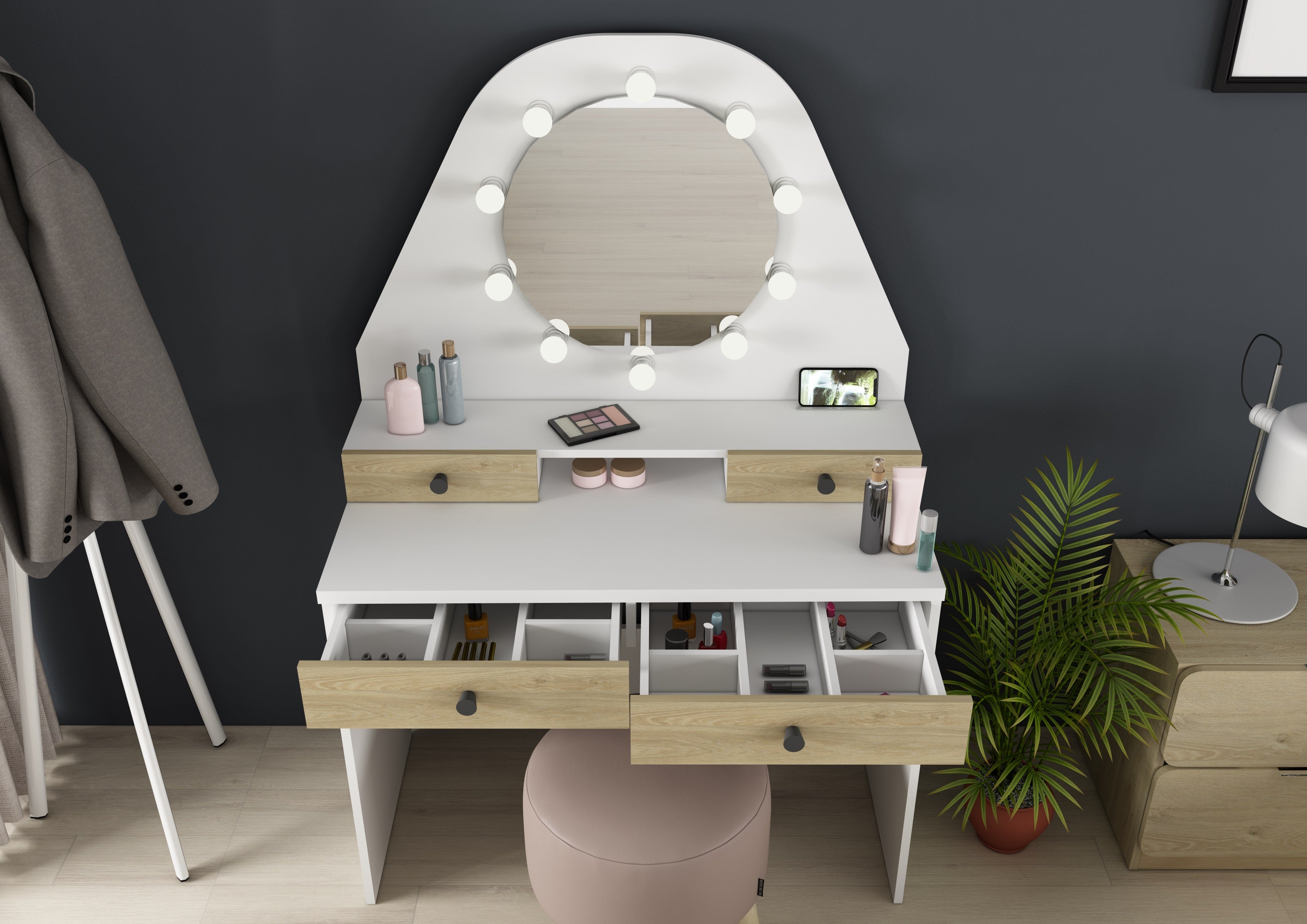 Star Vanity Table Oak/White