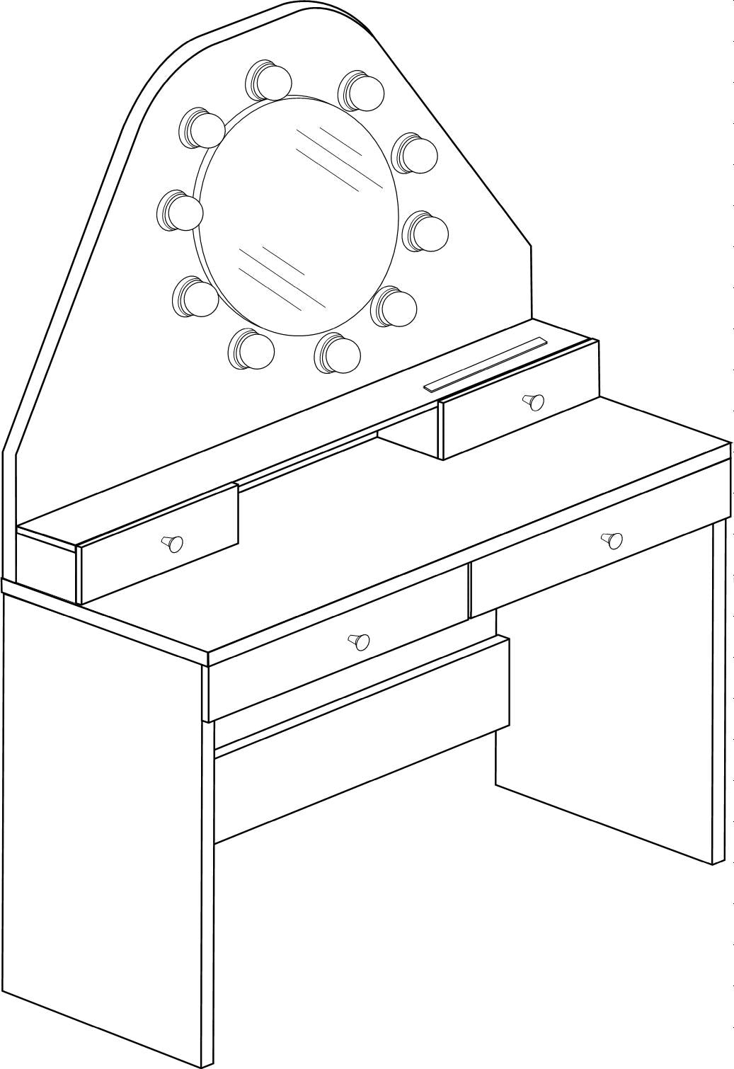 Star Vanity Table Oak/White