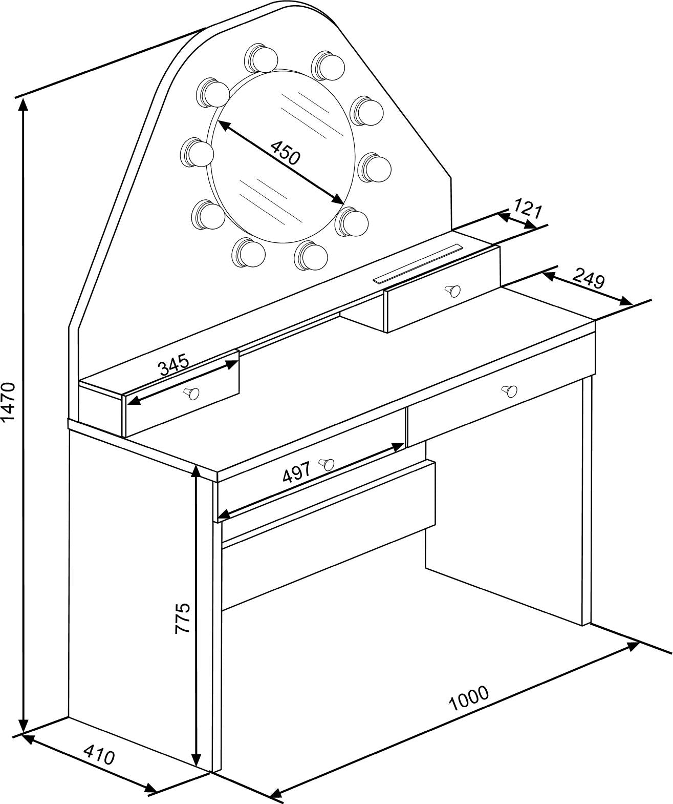 Star Vanity Table Oak/White