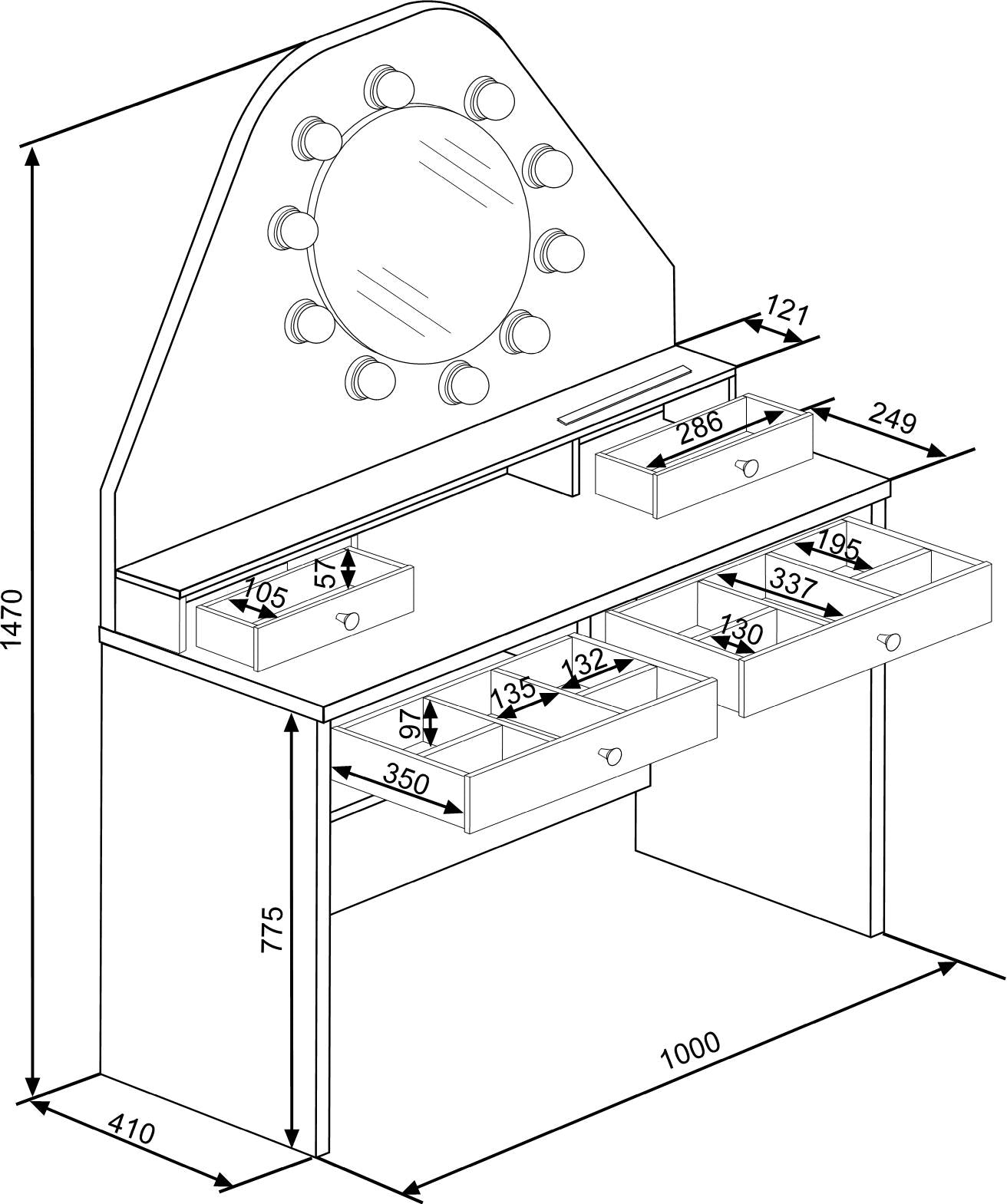 Star Vanity Table Oak/White