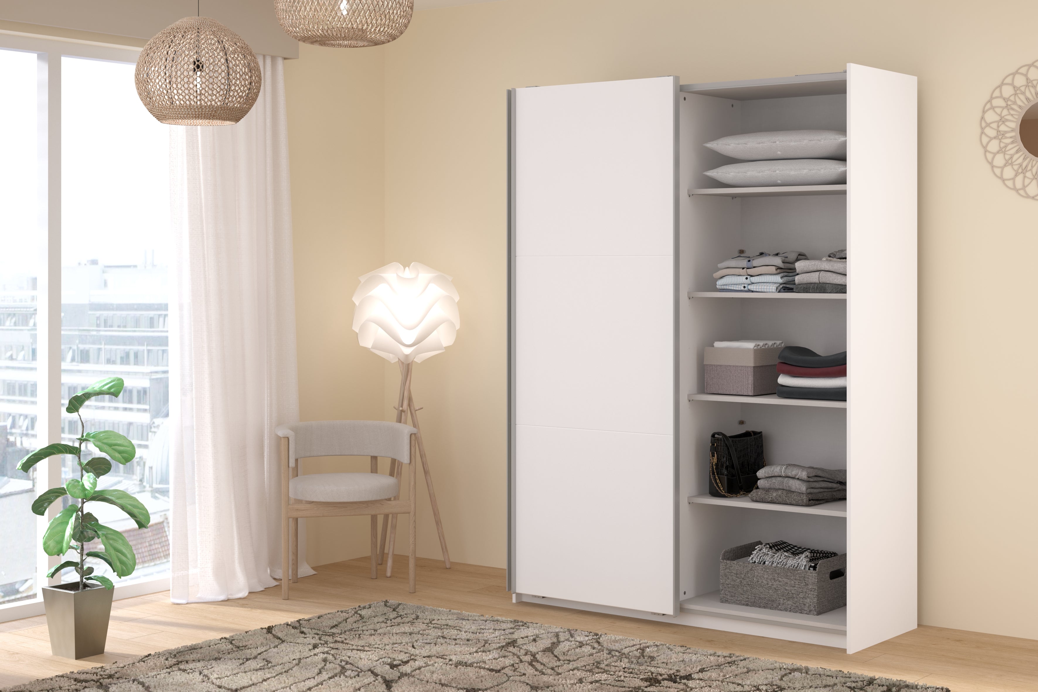 Swing White Mirrored Robe