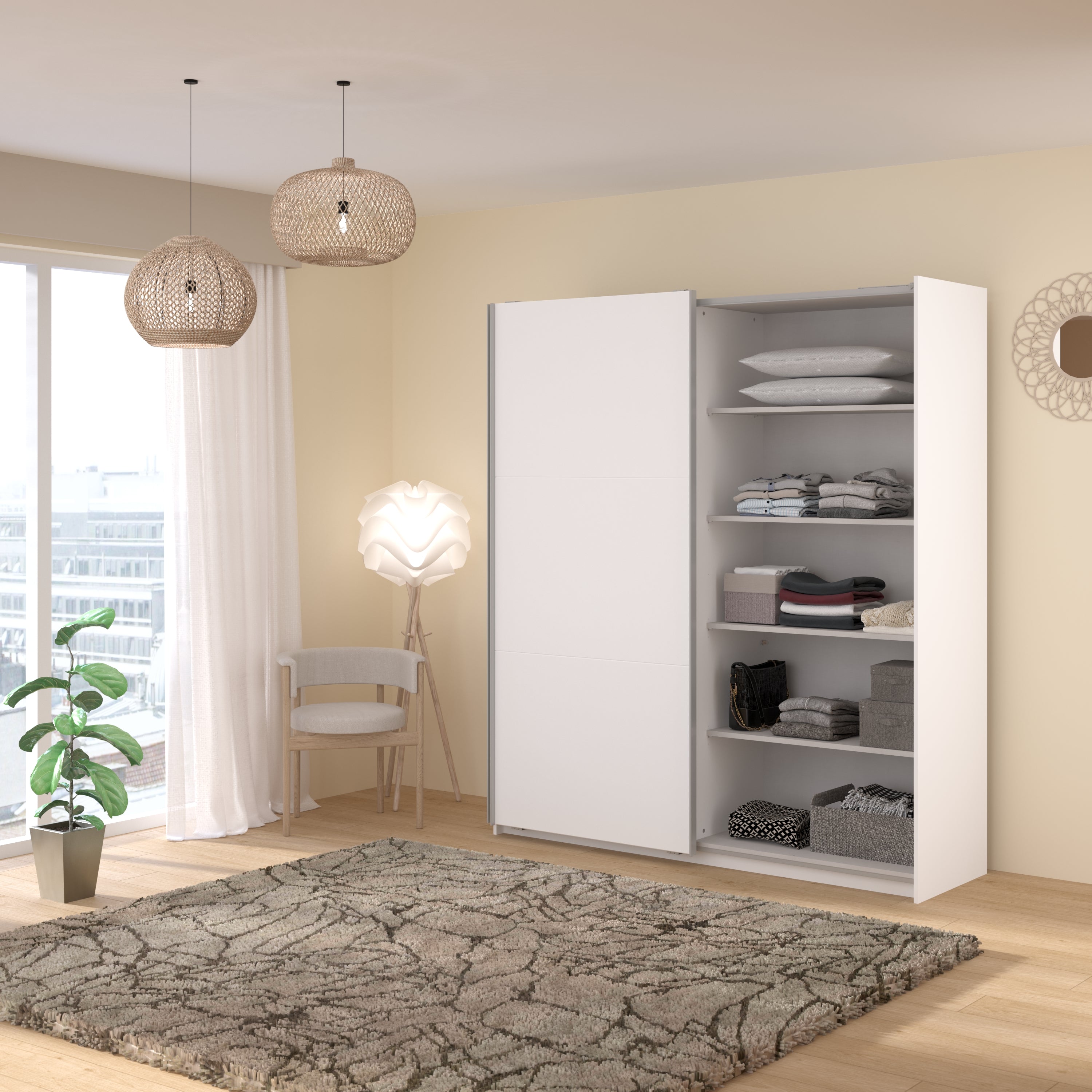 Swing White Mirrored Robe