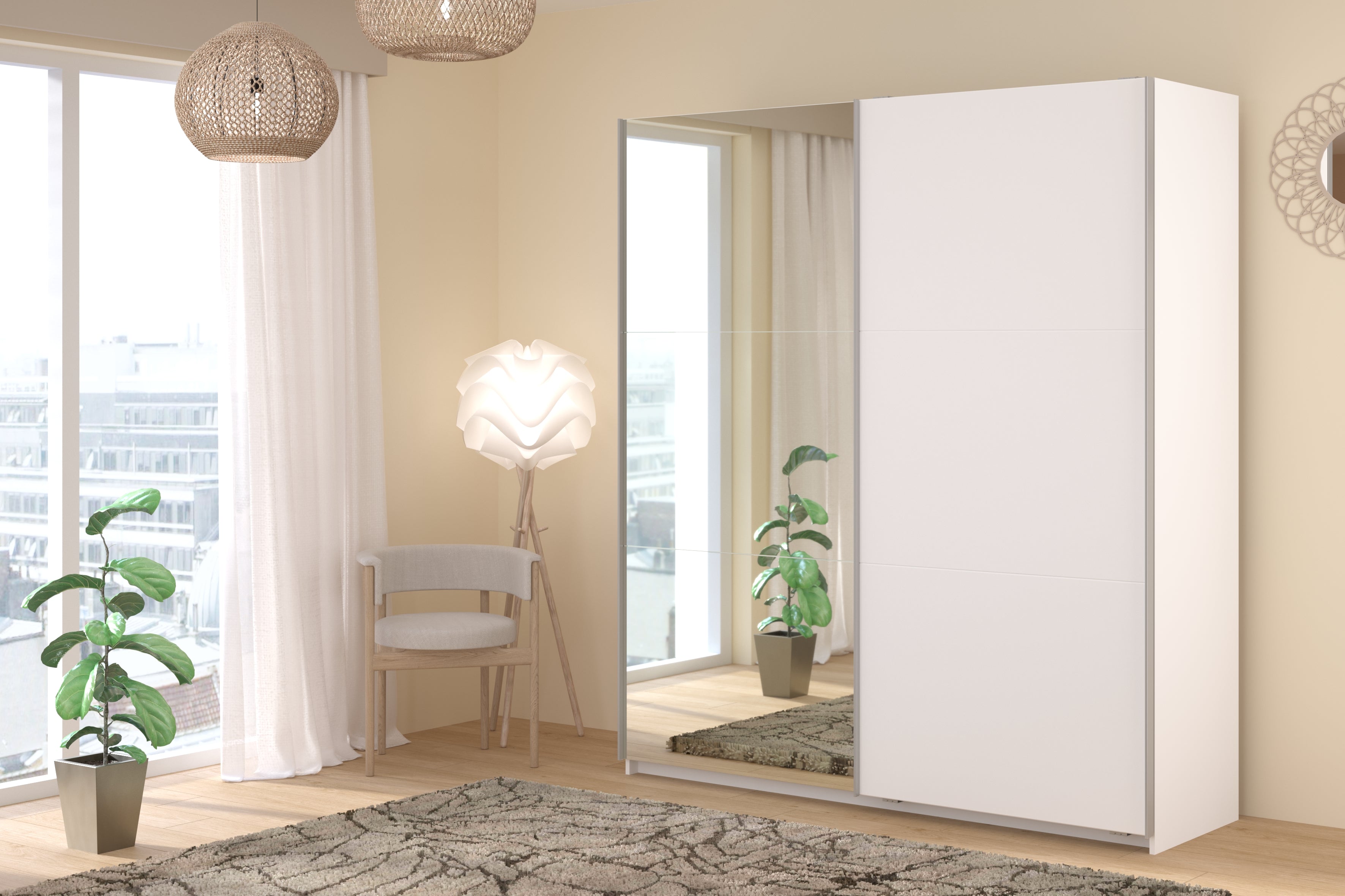 Swing White Mirrored Robe