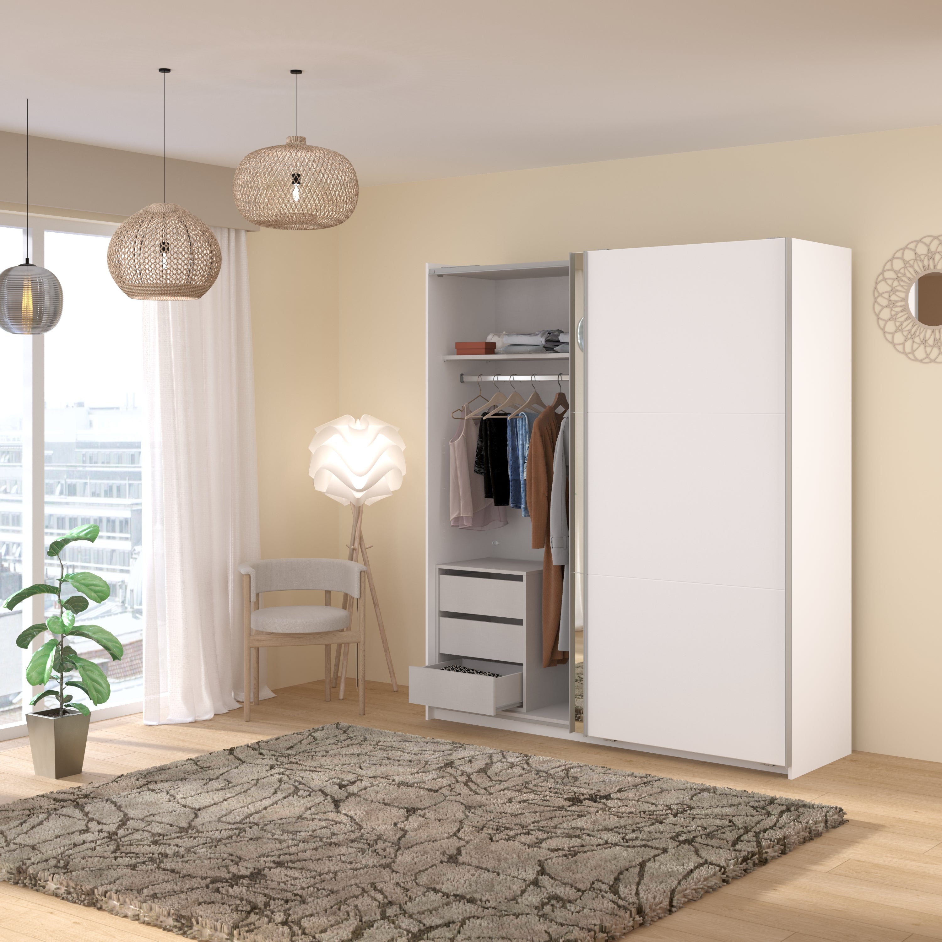 Swing White Mirrored Robe