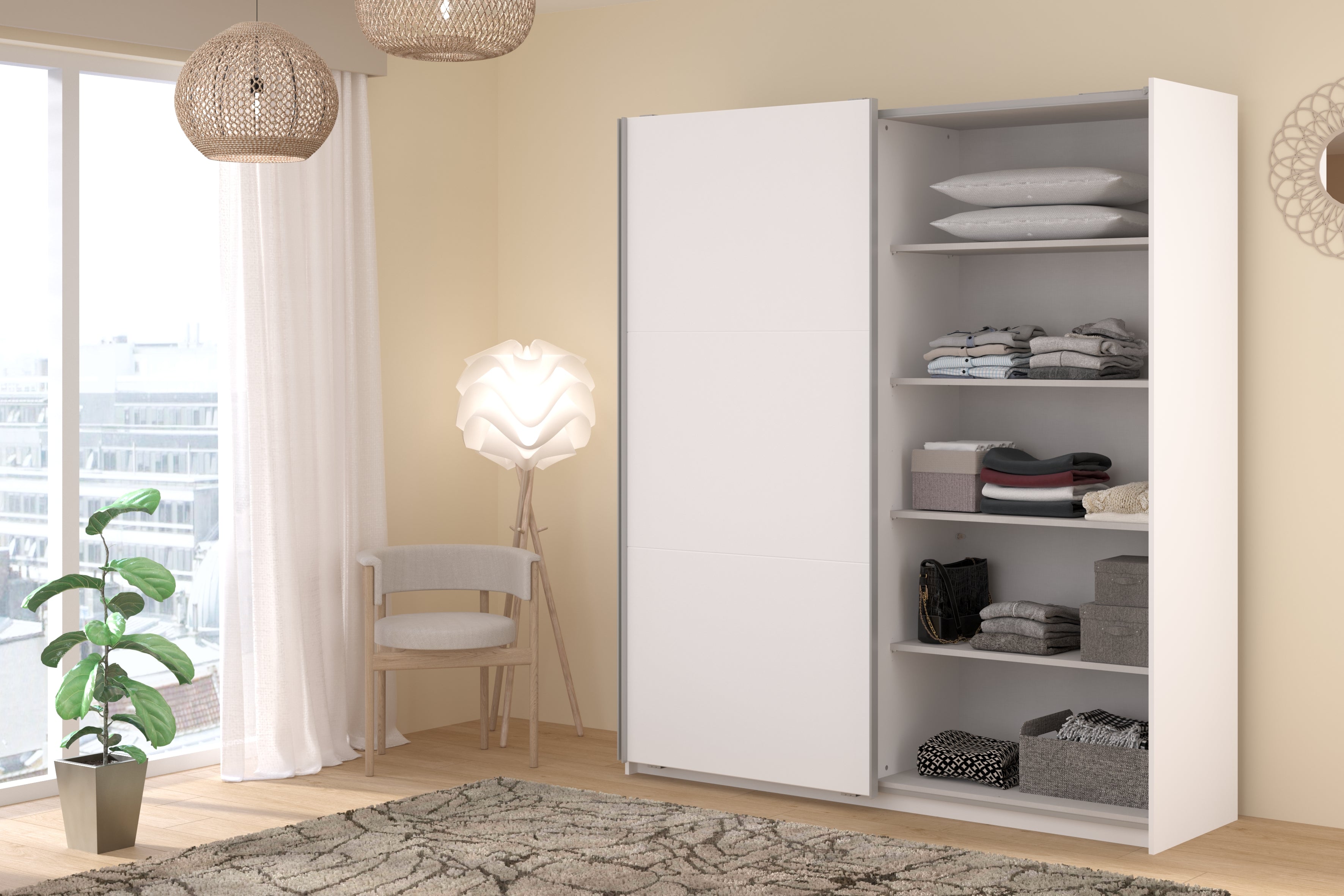 Swing White Mirrored Robe