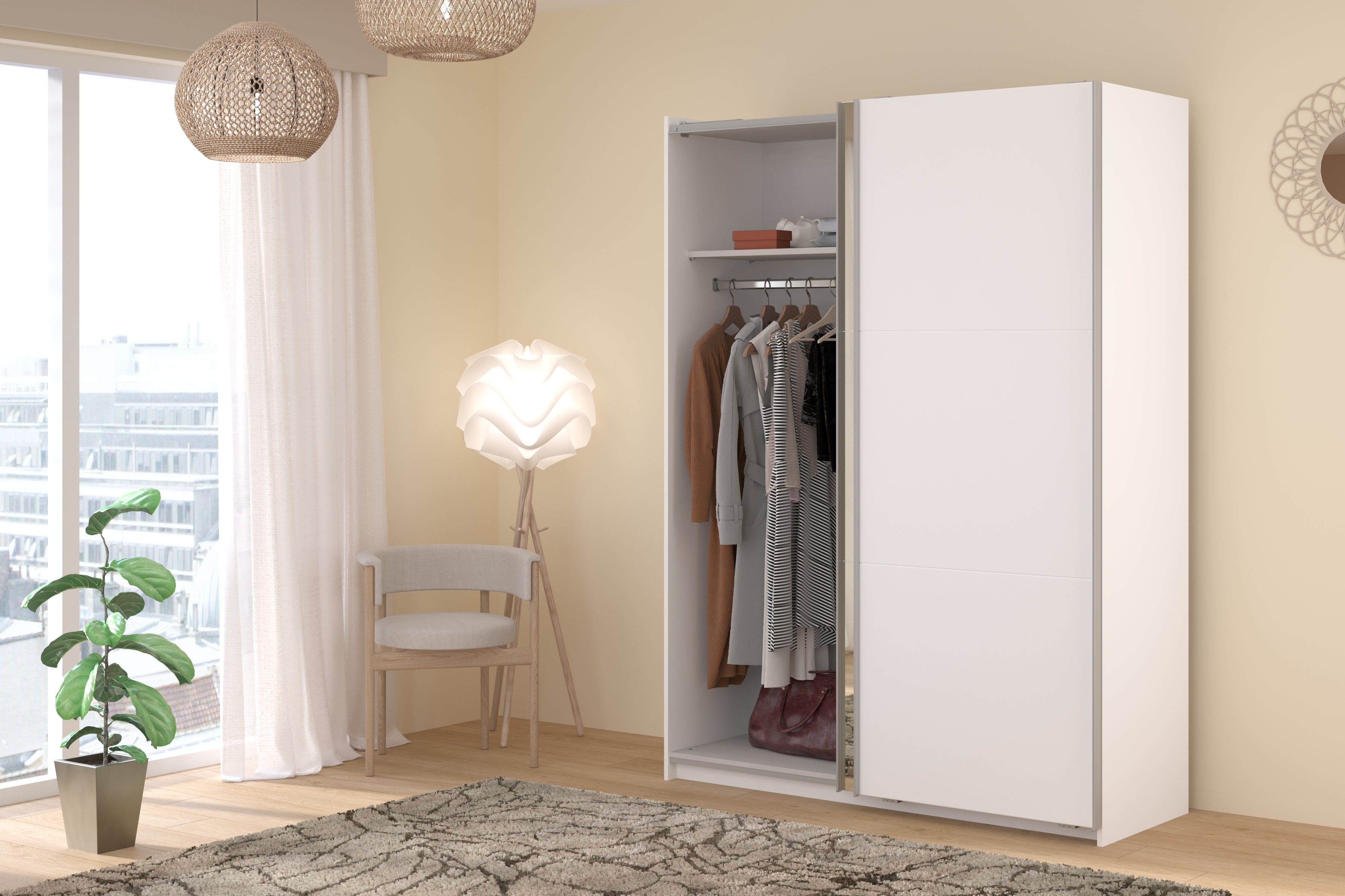 Swing White Mirrored Robe